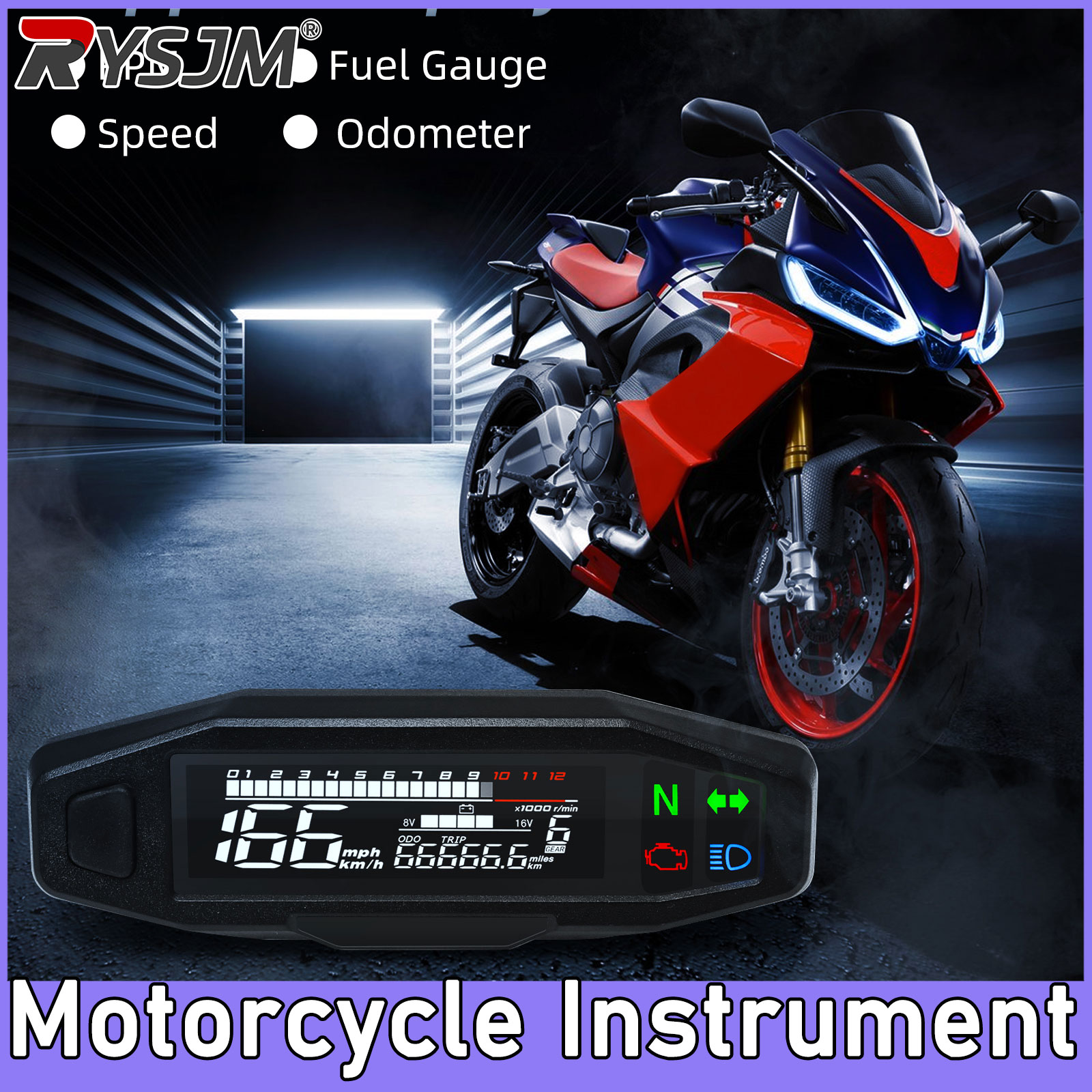 Motorcycle Gear Ratio - Universal Motorcycle Speedometer Digital Dashboard Instrument