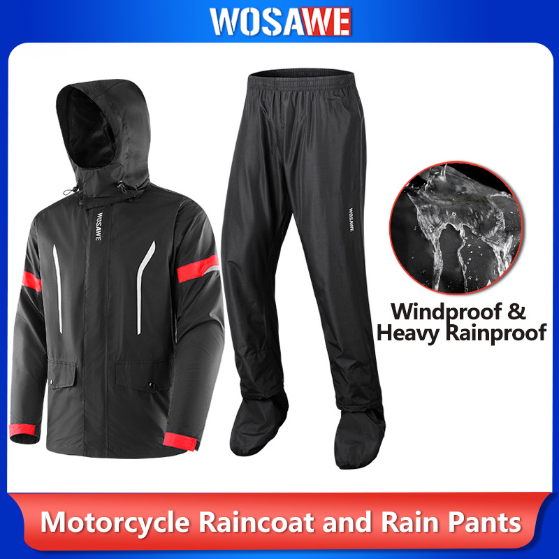 Motorcycle Gear Full Set - WOSAWE Men's Motorcycle Rain Suit Waterproof