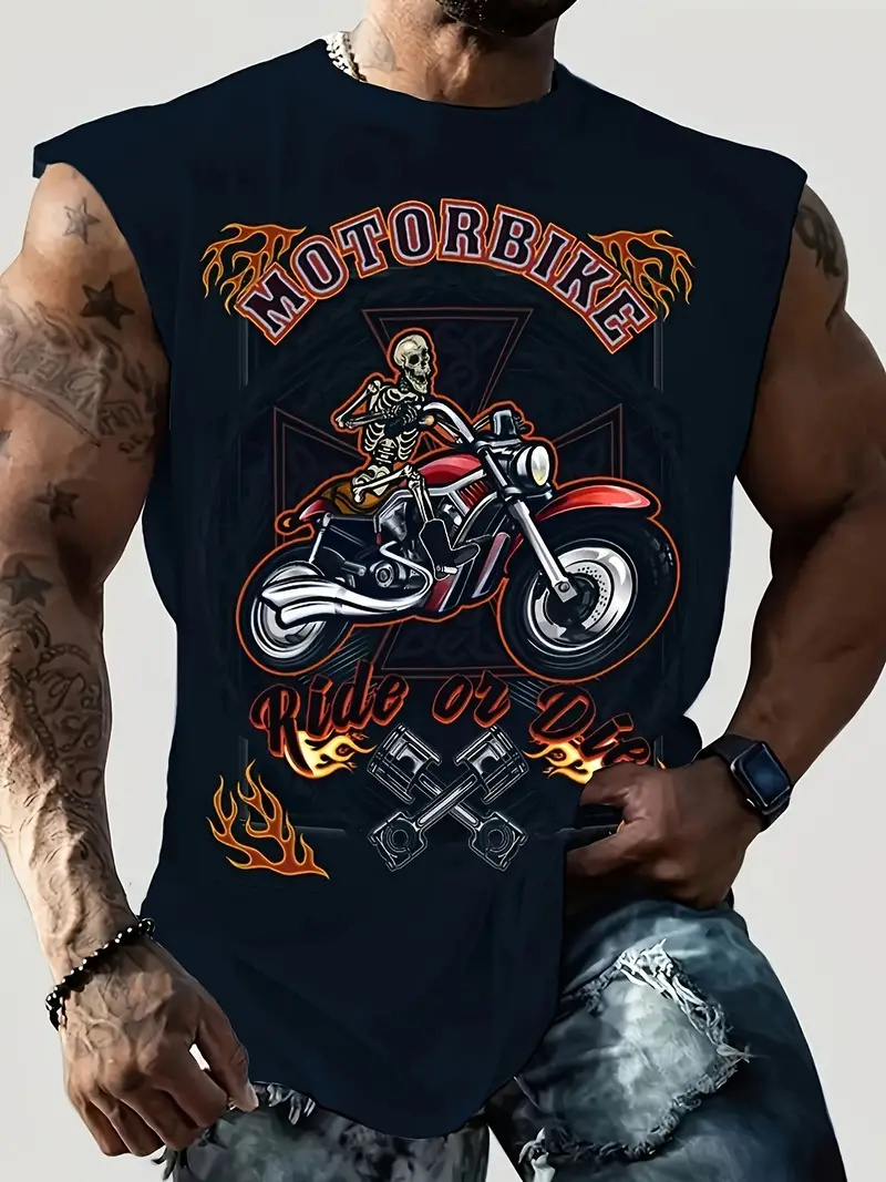 Motorcycle Gear Vest - Summer New Men's Vest T-shirt Viking