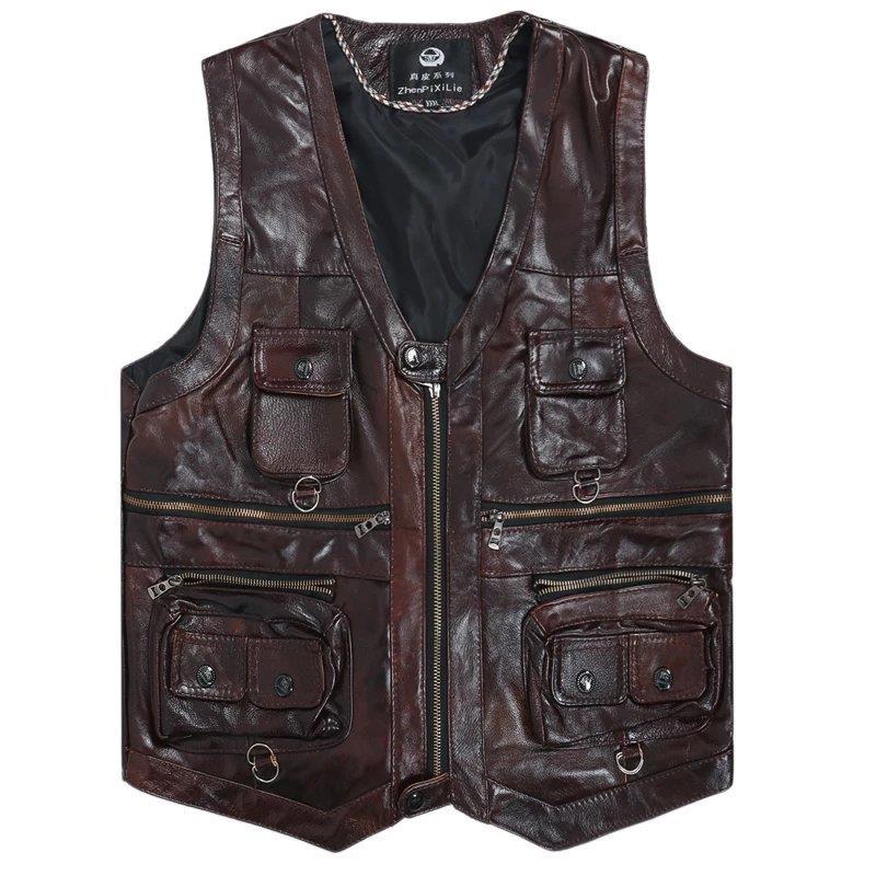2025 Cowhide Genuine Leather V - Motorcycle Gear Vest ulasan dan harga