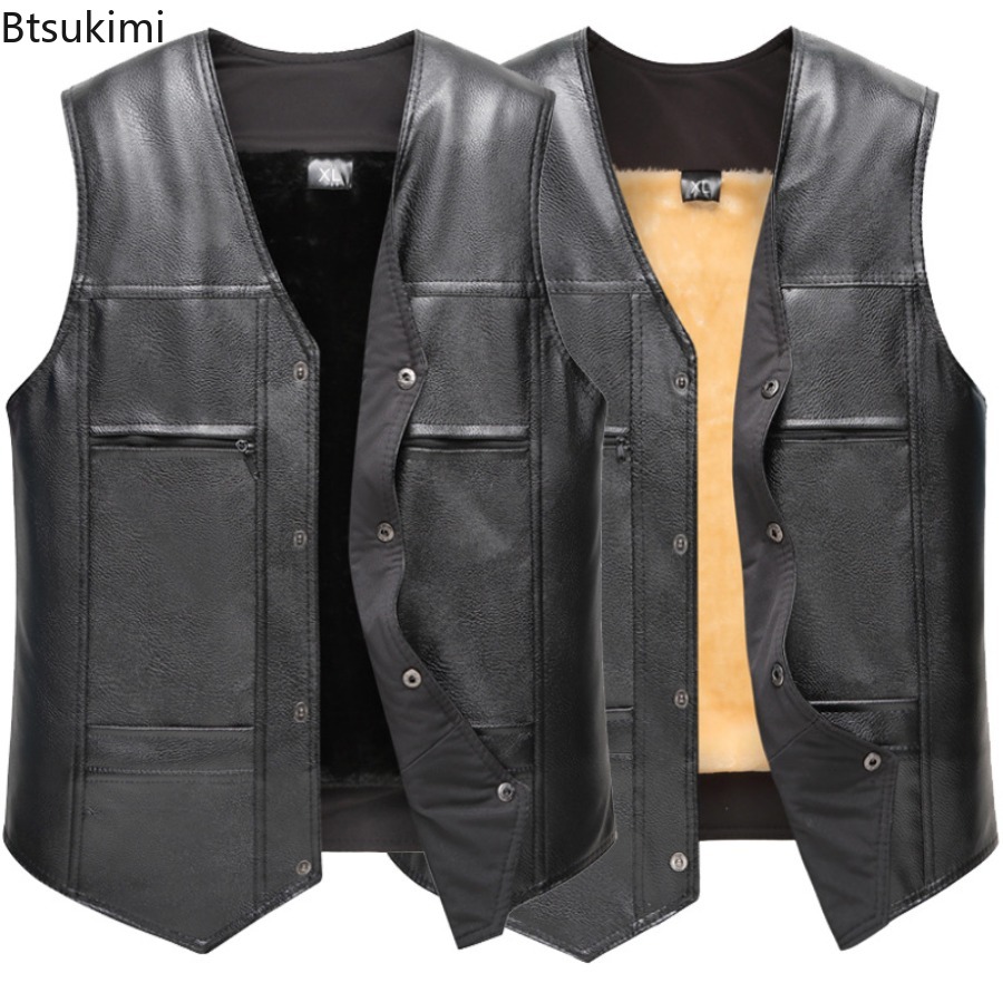 Autumn Winter New Men's Leathe - Motorcycle Gear Vest ulasan dan harga